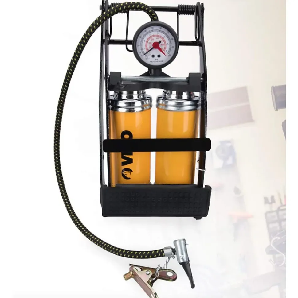 Pompe à pied double piston 7 bar Manomètre Gonflage rapide Précis VITO