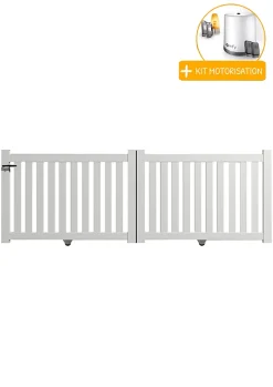 Portail alu coulissant ajouré en kit+MOT dim. L.3000 (entre piliers) X H.1200 mm Blanc (RAL 9010)