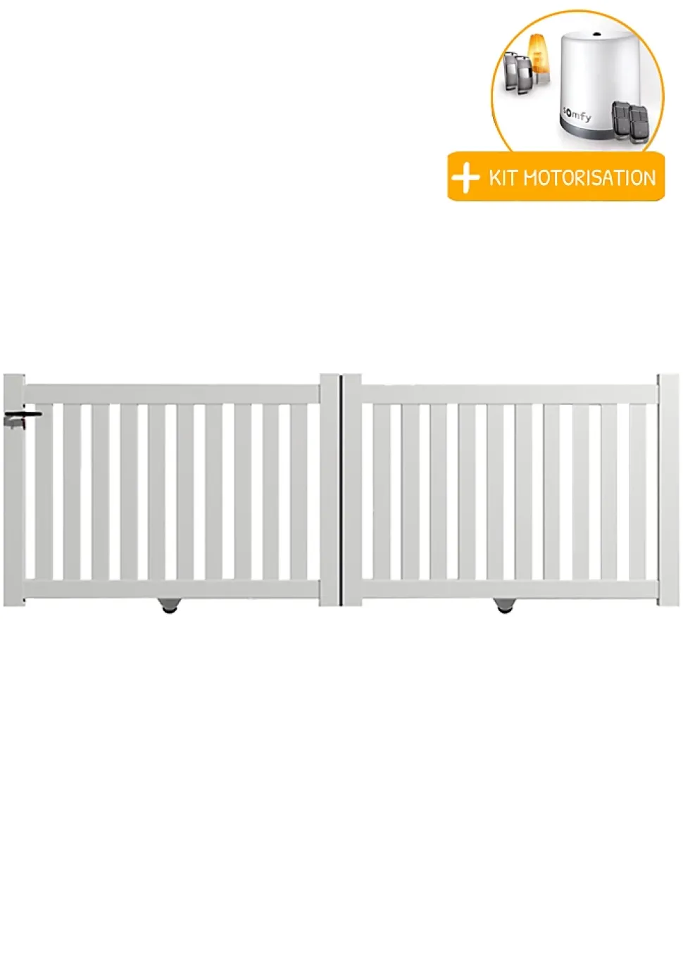 Portail alu coulissant ajouré en kit+MOT dim. L.3000 (entre piliers) X H.1200 mm Blanc (RAL 9010)
