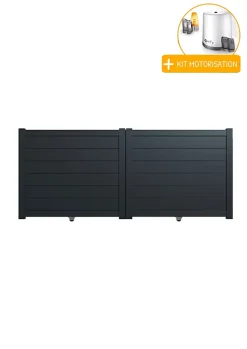 Portail alu coulissant plein en kit +MOT dim. L.4000 (entre piliers) X H.1700 mm Gris (RAL 7016)