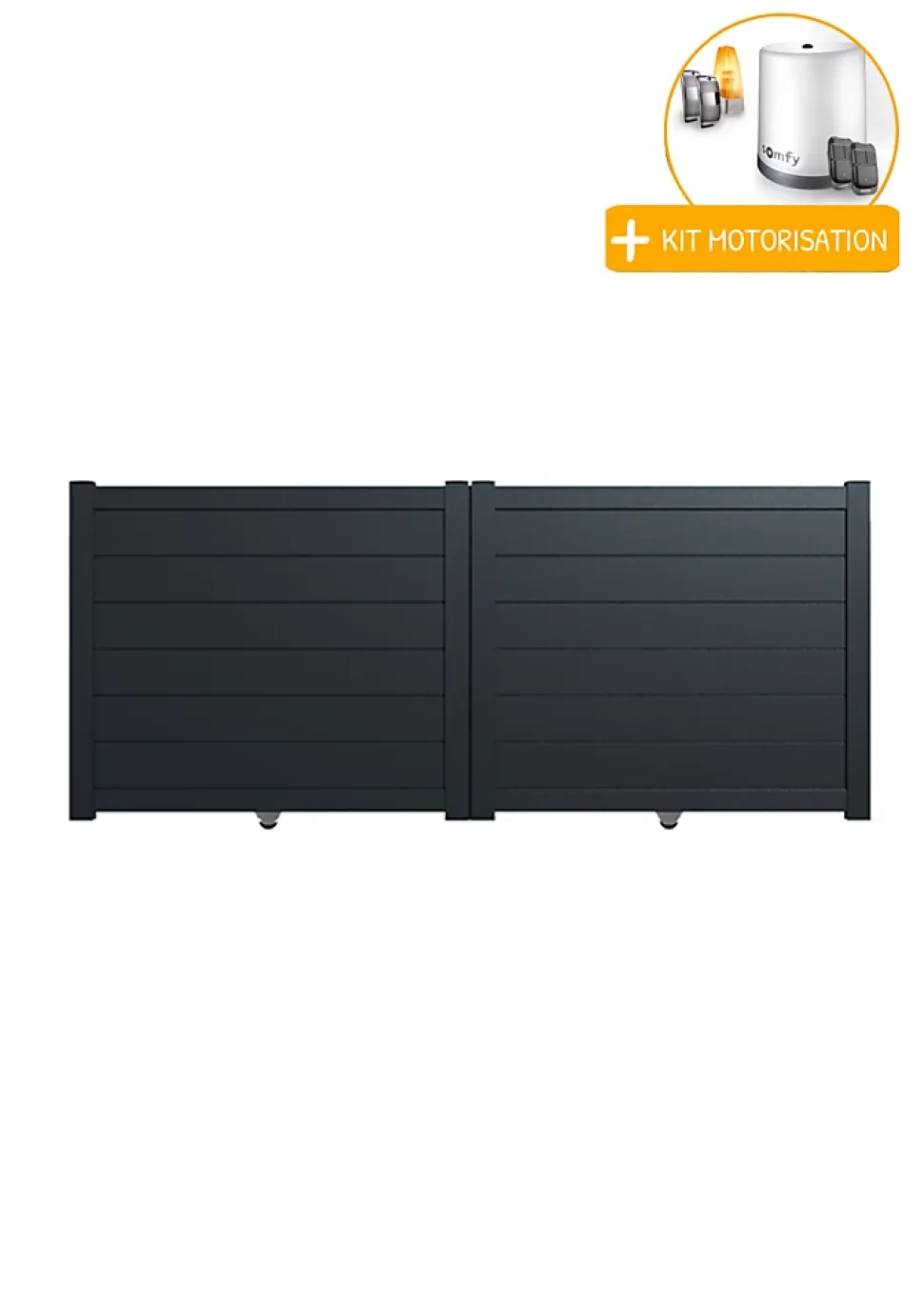 Portail alu coulissant plein en kit +MOT dim. L.4000 (entre piliers) X H.1700 mm Gris (RAL 7016)