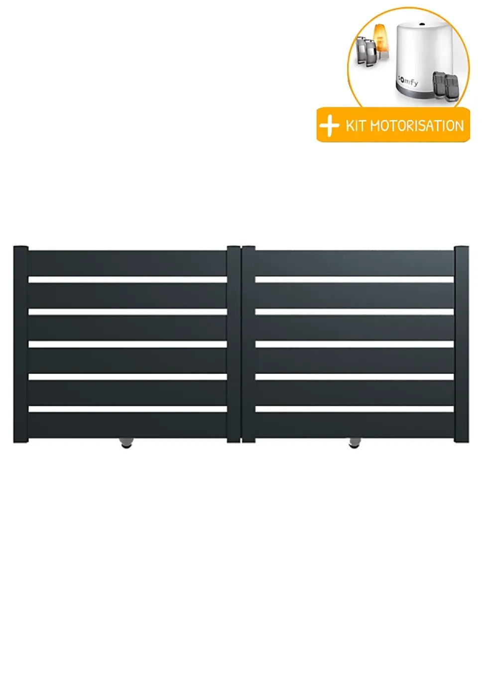 Portail alu coulissant SAH en kit +MOT dim. L.4000 (entre piliers) X H.1500 mm Gris (RAL 7016)