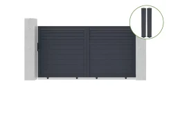 Portail coulissant 3m CARPATIA H.160cm alu gris + 2 poteaux 20x20cm H.190cm