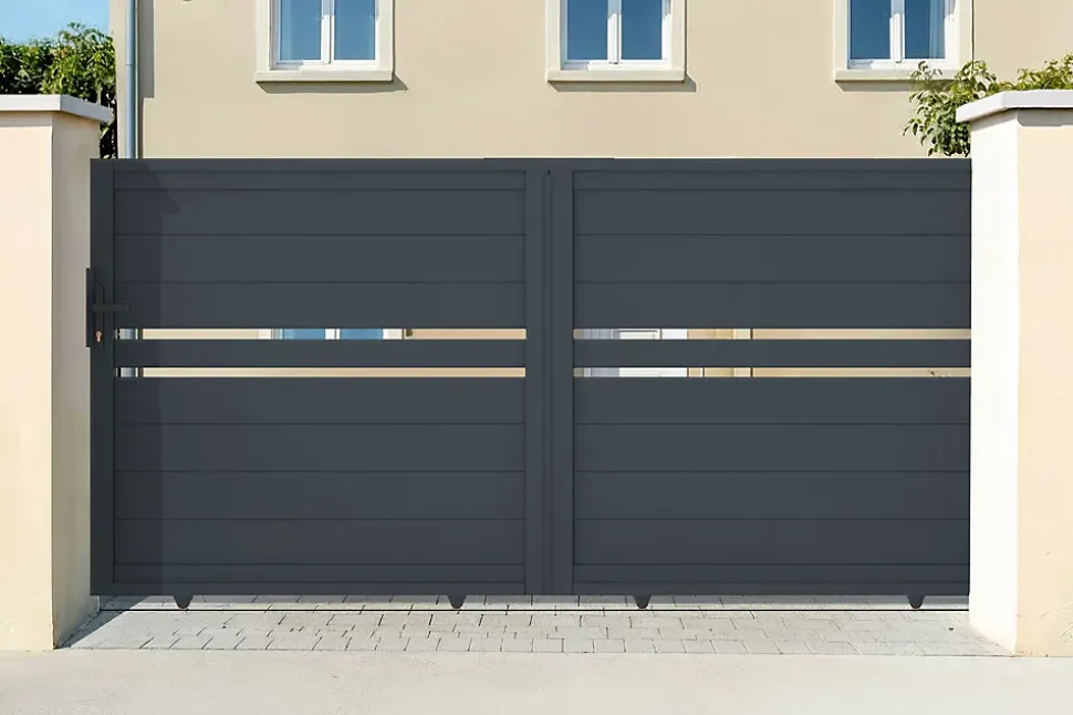 Portail coulissant 3m CIMONE H.140 aluminium gris