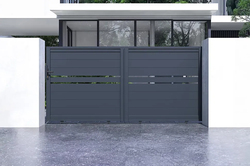 Portail coulissant 3m CIMONE H.140 aluminium gris