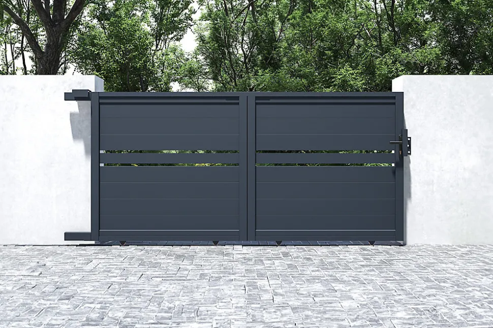 Portail coulissant 3m CIMONE H.140 aluminium gris