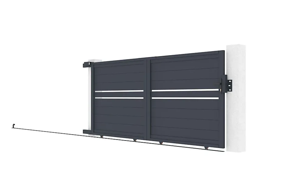 Portail coulissant 3m CIMONE H.140 aluminium gris