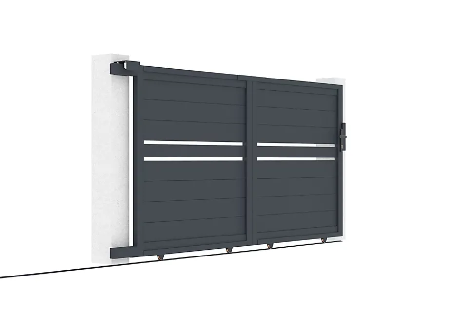 Portail coulissant 3m CIMONE H.140 aluminium gris