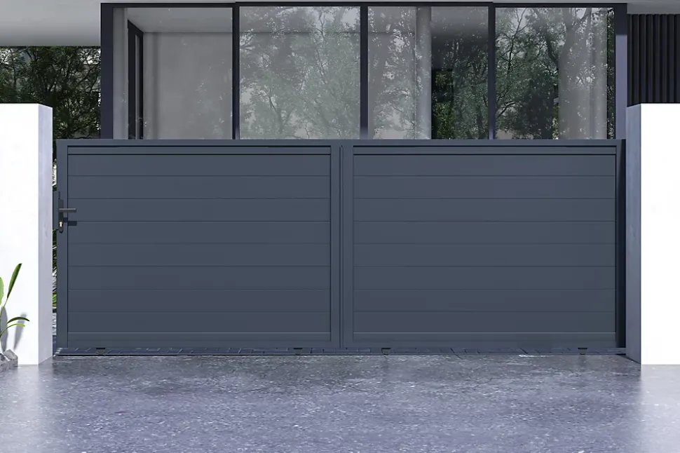 Portail coulissant 4m EIGER H.140cm aluminium gris