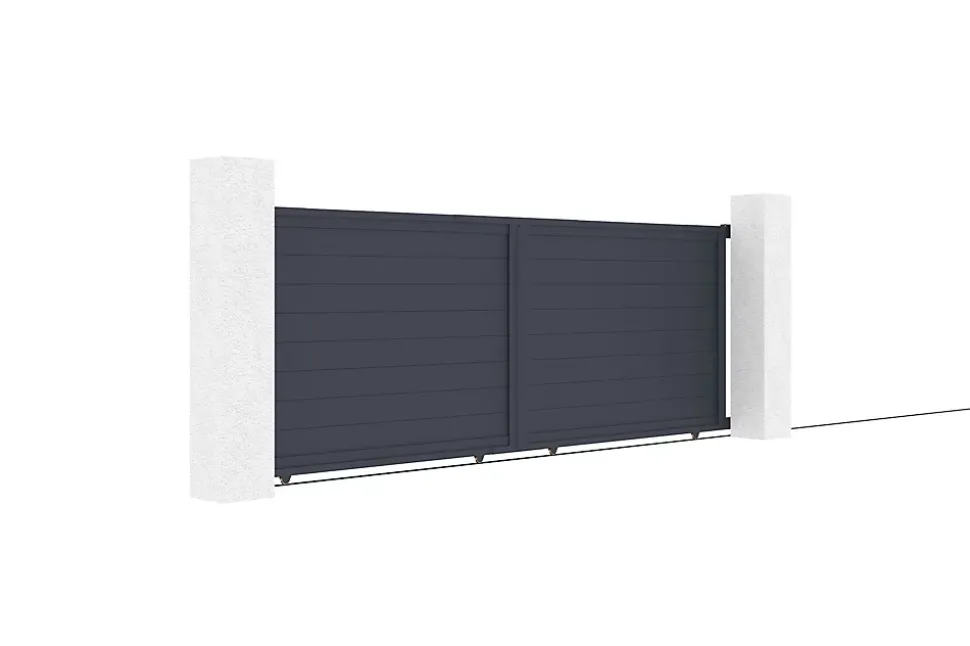 Portail coulissant 4m EIGER H.140cm aluminium gris