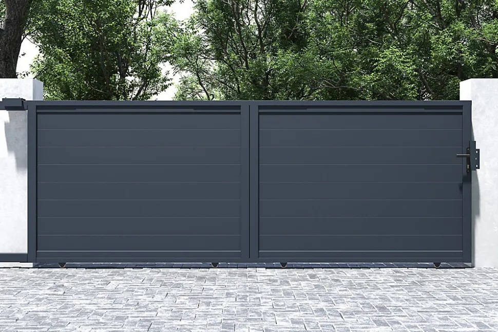 Portail coulissant 4m EIGER H.140cm aluminium gris