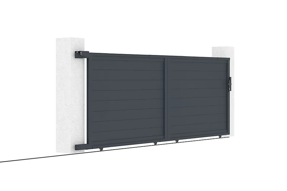 Portail coulissant 4m EIGER H.140cm aluminium gris