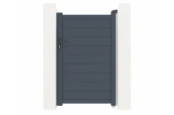 Portail coulissant 3m EIGER H.160cm + Portillon 1m EIGER H.160cm aluminium gris