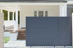 Portail coulissant 3m EIGER H.160cm + Portillon 1m EIGER H.160cm aluminium gris