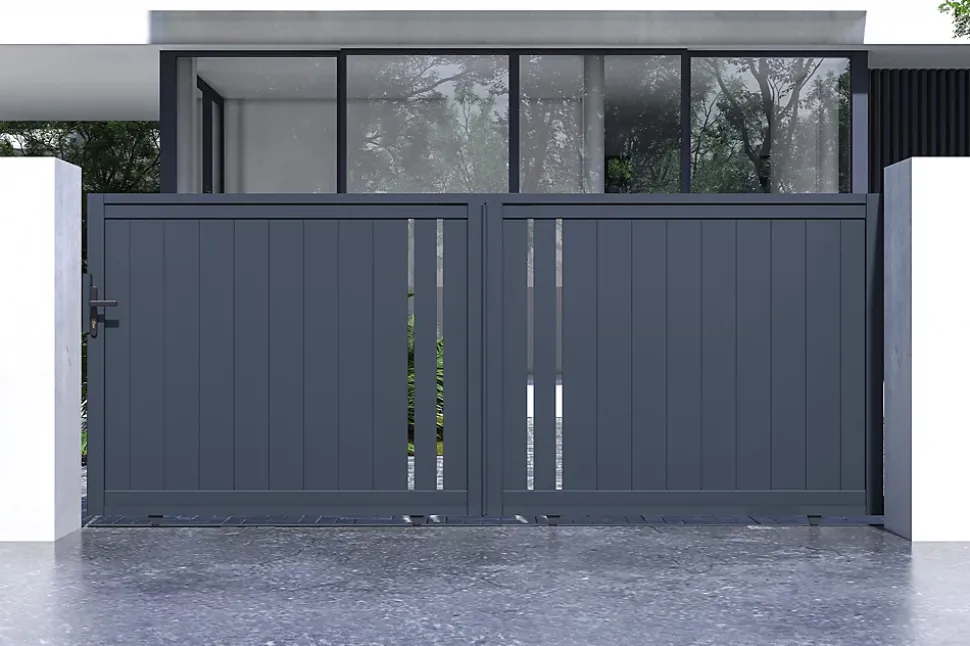 Portail coulissant 3,5m GIONA H.140cm aluminium gris