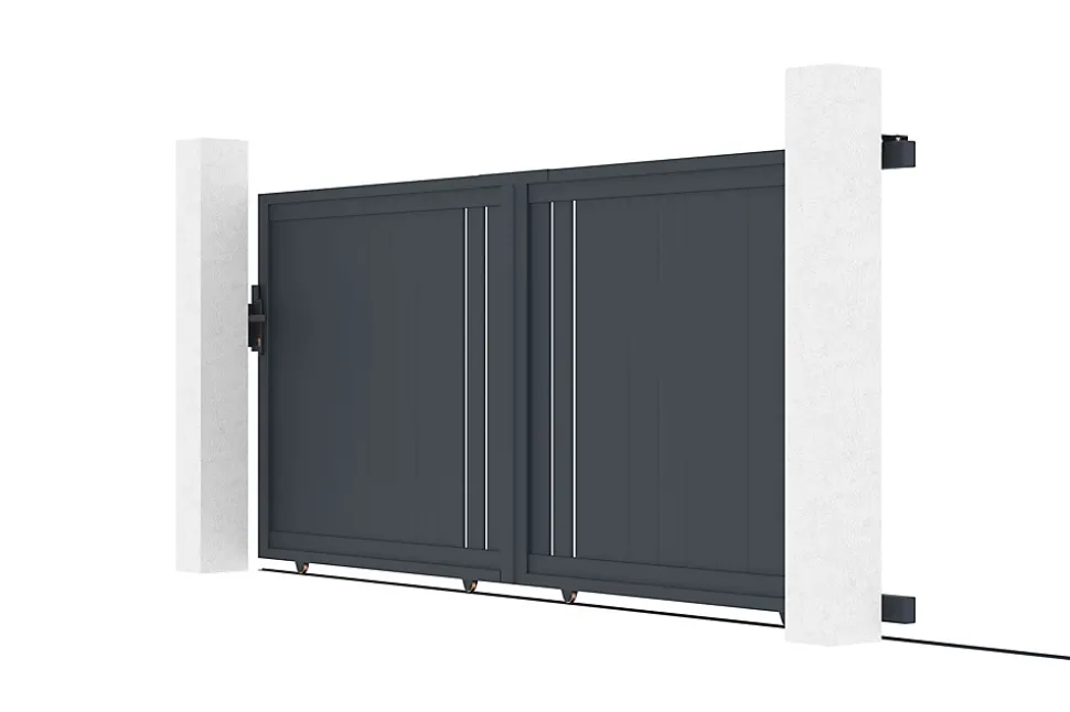 Portail coulissant 3,5m GIONA H.140cm aluminium gris