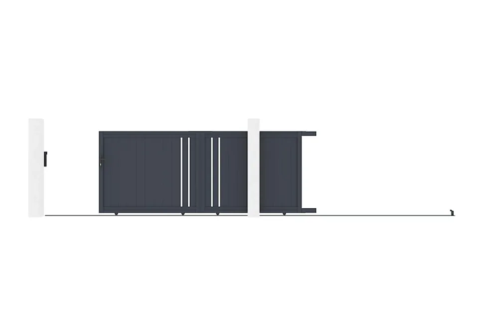 Portail coulissant 3,5m GIONA H.140cm aluminium gris