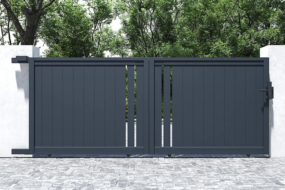 Portail coulissant 3,5m GIONA H.140cm aluminium gris