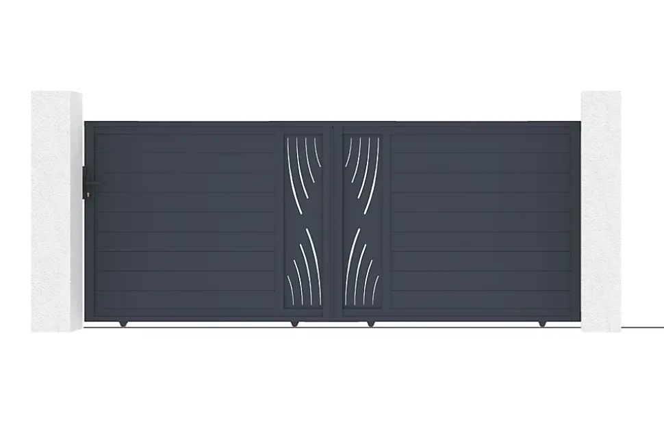 Portail coulissant 4m VELETA H.160cm aluminium gris