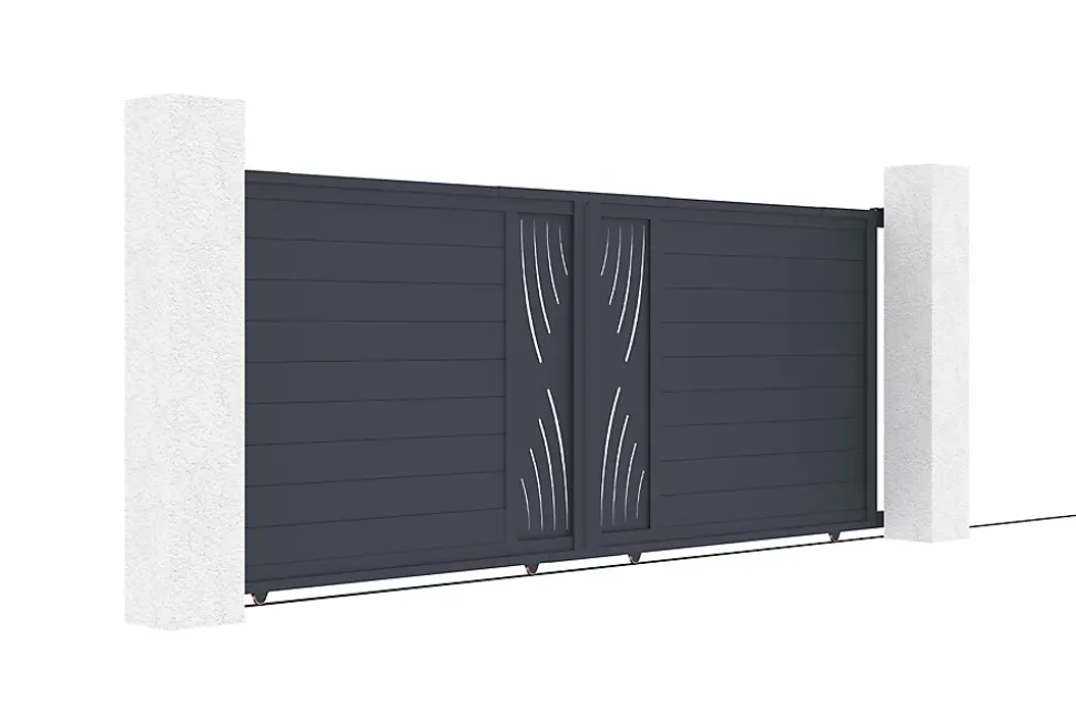 Portail coulissant 4m VELETA H.160cm aluminium gris
