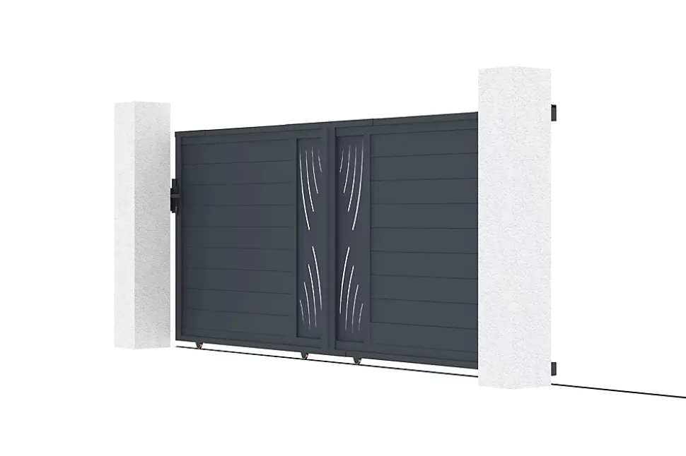 Portail coulissant 4m VELETA H.160cm aluminium gris