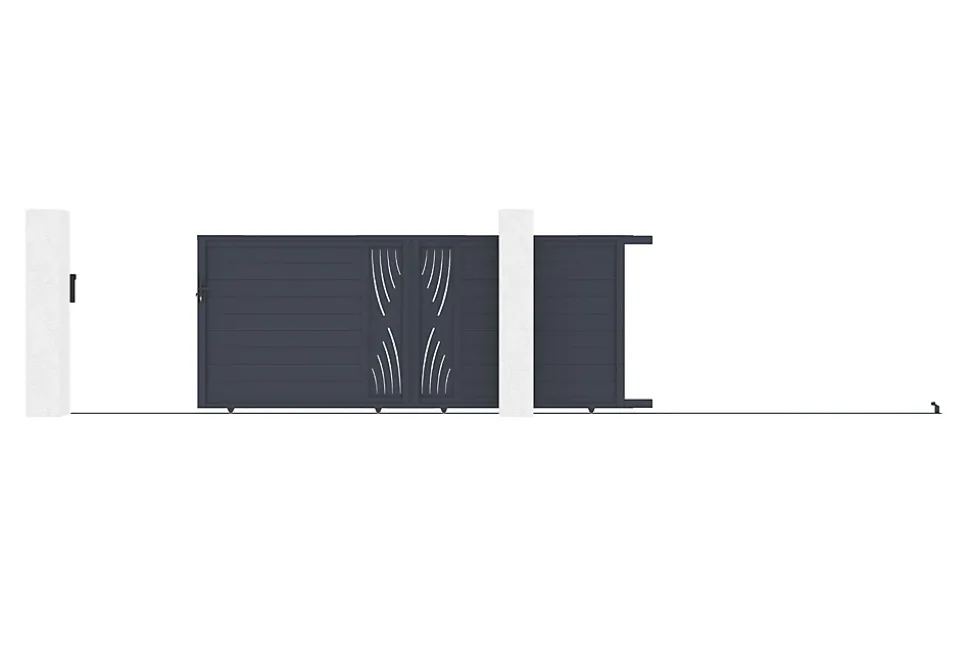 Portail coulissant 4m VELETA H.160cm aluminium gris