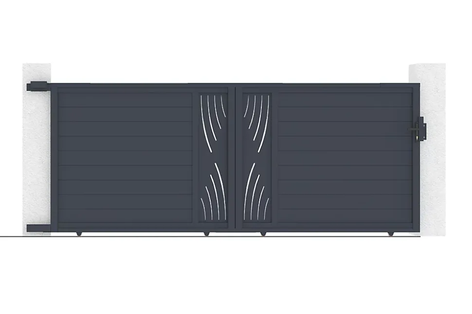 Portail coulissant 4m VELETA H.160cm aluminium gris