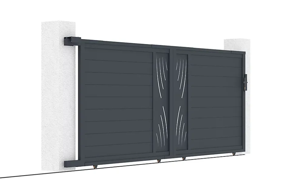 Portail coulissant 4m VELETA H.160cm aluminium gris