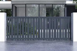 Portail coulissant 4m VEYMONT H.140cm aluminium gris