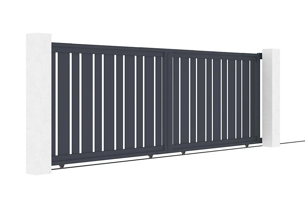 Portail coulissant 4m VEYMONT H.140cm aluminium gris