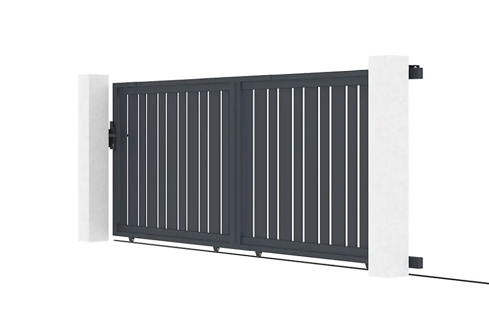 Portail coulissant 4m VEYMONT H.140cm aluminium gris