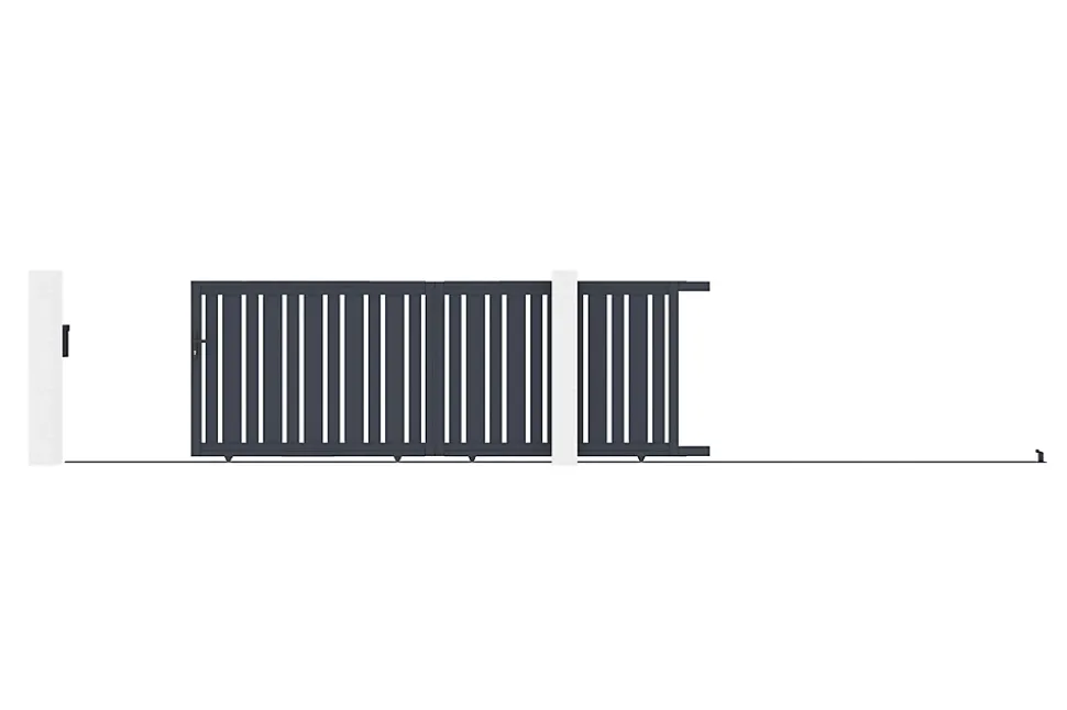 Portail coulissant 4m VEYMONT H.140cm aluminium gris