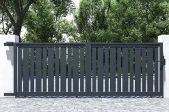 Portail coulissant 4m VEYMONT H.140cm aluminium gris