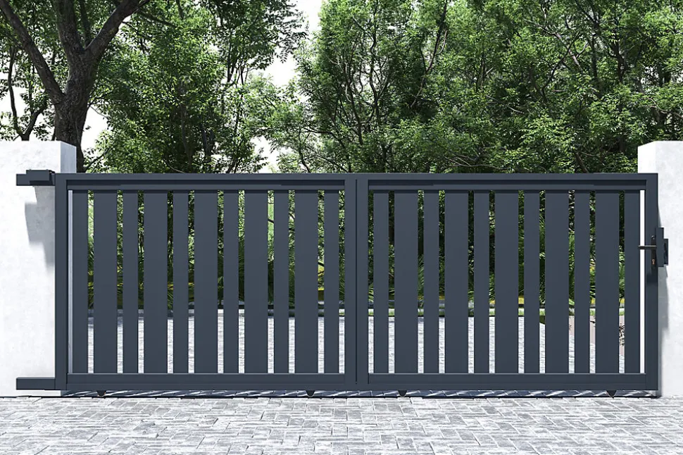 Portail coulissant 4m VEYMONT H.140cm aluminium gris