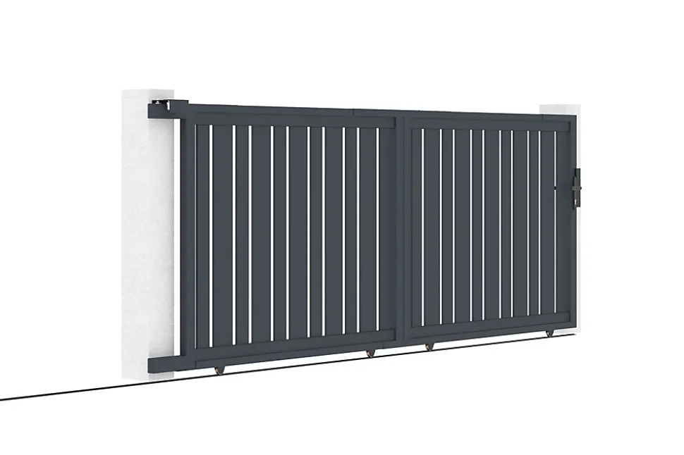Portail coulissant 4m VEYMONT H.140cm aluminium gris