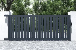 Portail coulissant 3,5m VEYMONT H.140cm aluminium gris