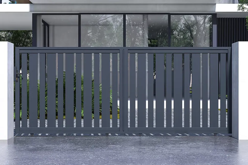 Portail coulissant 4m VEYMONT H.160cm aluminium gris