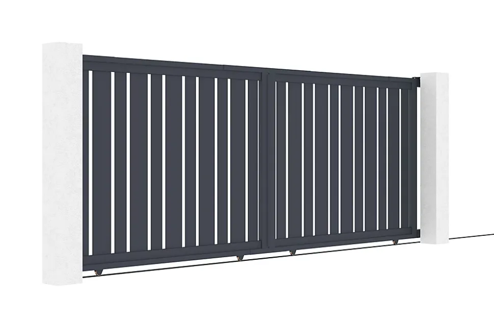 Portail coulissant 4m VEYMONT H.160cm aluminium gris