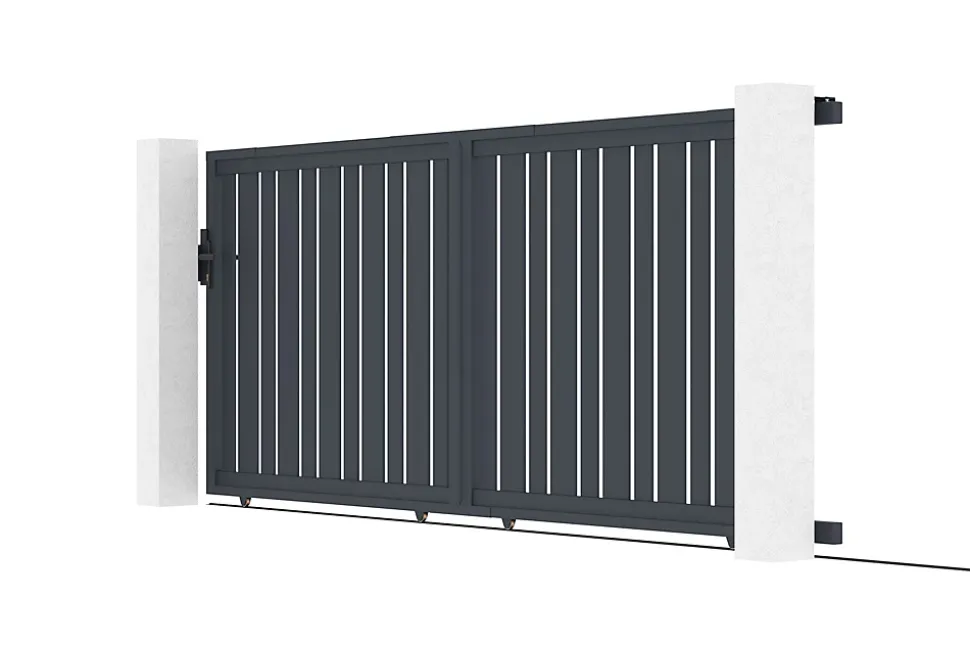 Portail coulissant 4m VEYMONT H.160cm aluminium gris