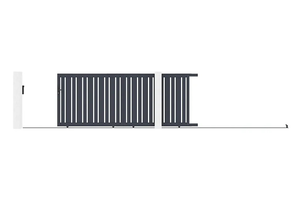 Portail coulissant 4m VEYMONT H.160cm aluminium gris