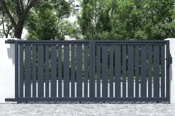 Portail coulissant 4m VEYMONT H.160cm aluminium gris