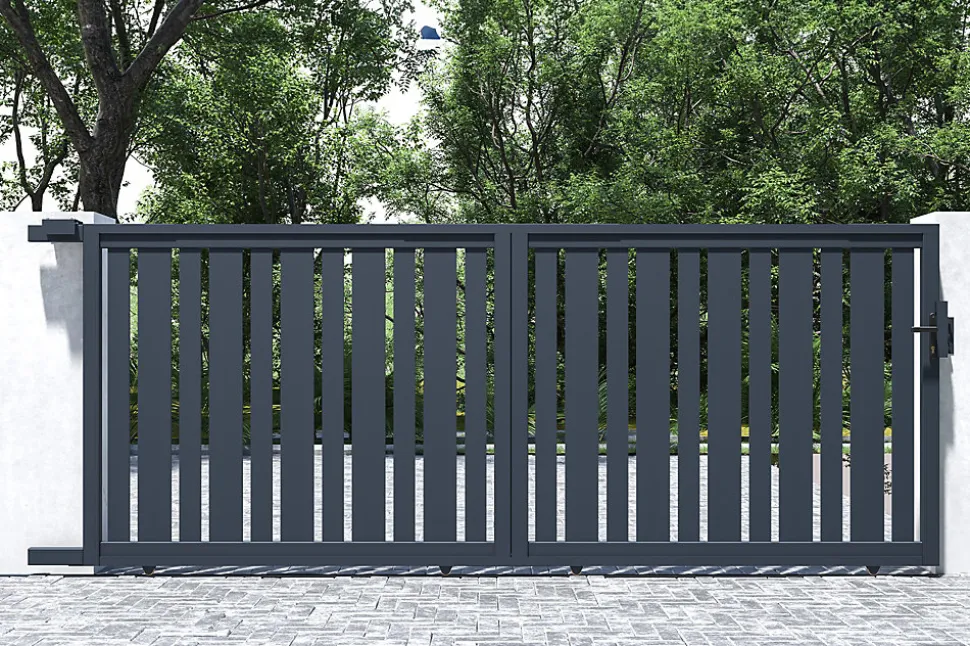 Portail coulissant 4m VEYMONT H.160cm aluminium gris