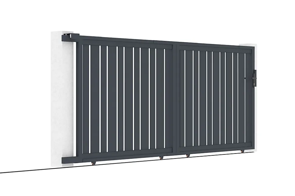 Portail coulissant 4m VEYMONT H.160cm aluminium gris