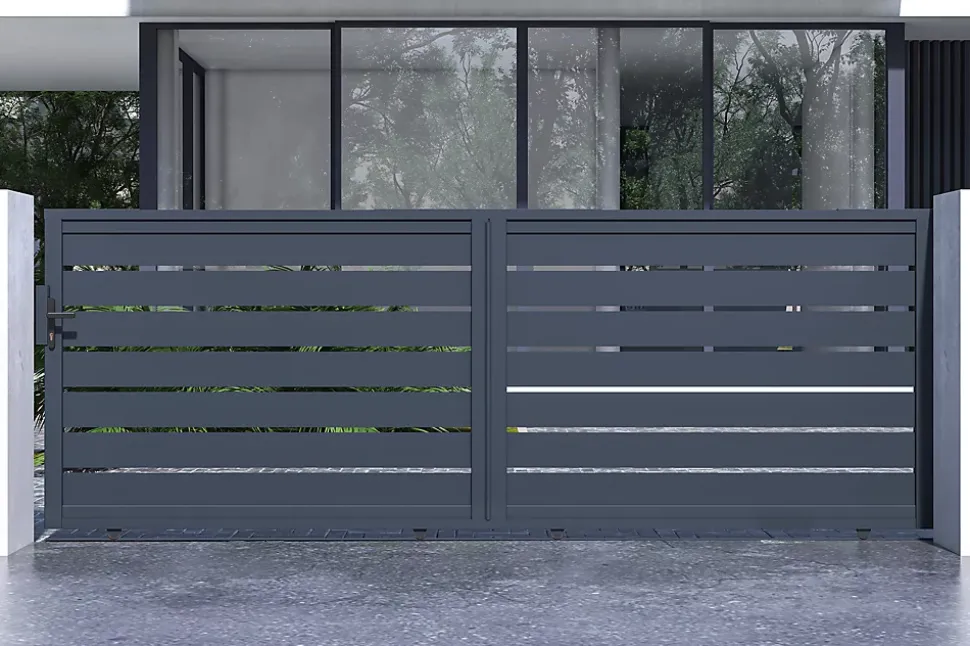 Portail coulissant 4m VOGEL H.140cm aluminium gris