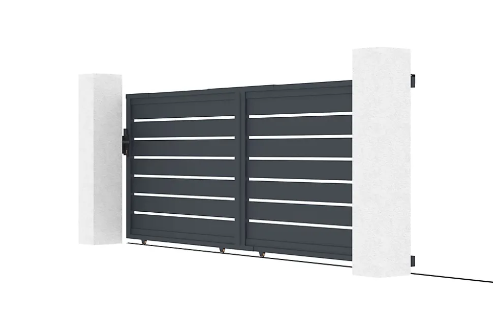 Portail coulissant 4m VOGEL H.140cm aluminium gris
