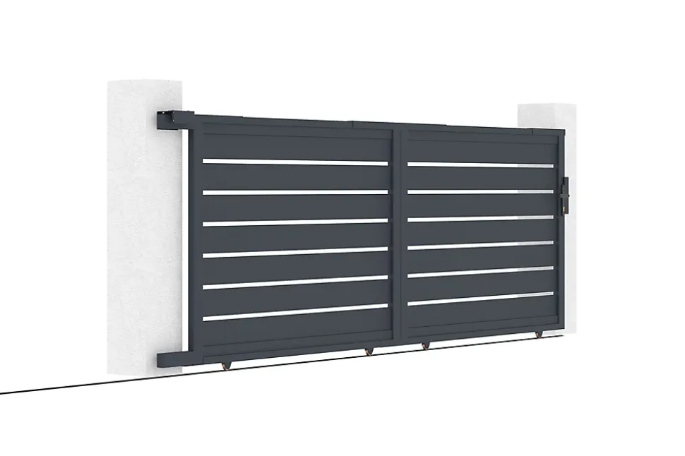 Portail coulissant 4m VOGEL H.140cm aluminium gris