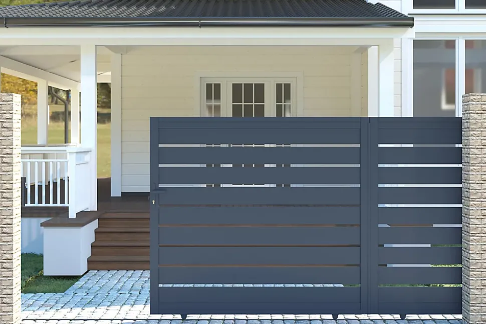Portail coulissant 3,5m VOGEL H.140cm aluminium gris
