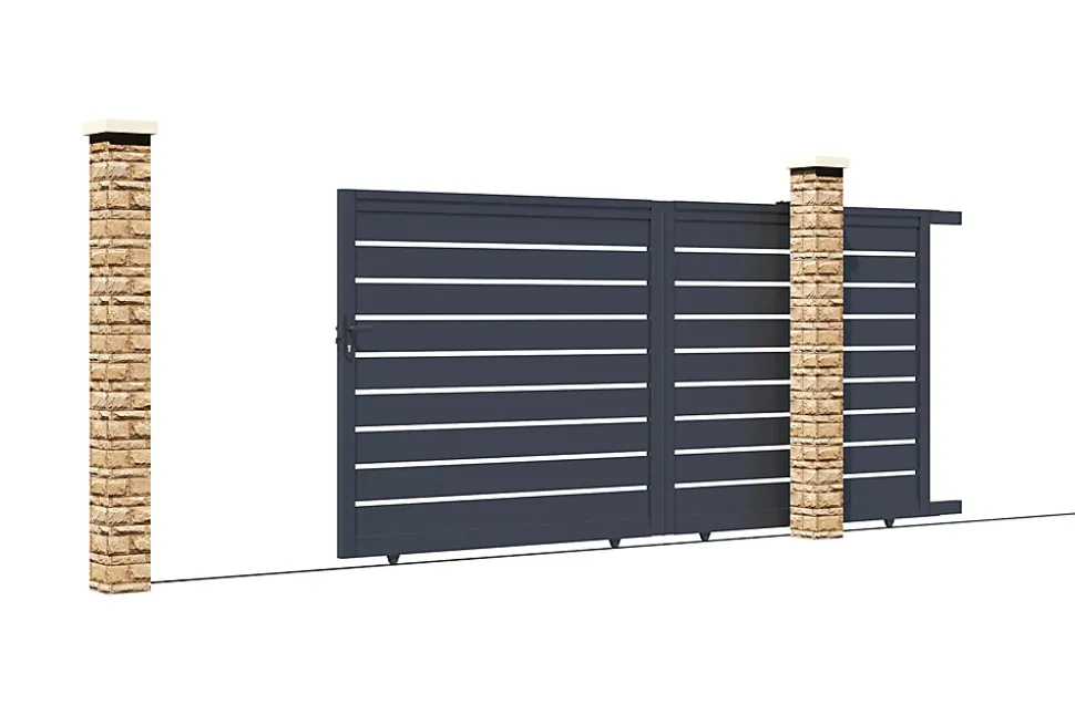 Portail coulissant 3,5m VOGEL H.140cm aluminium gris