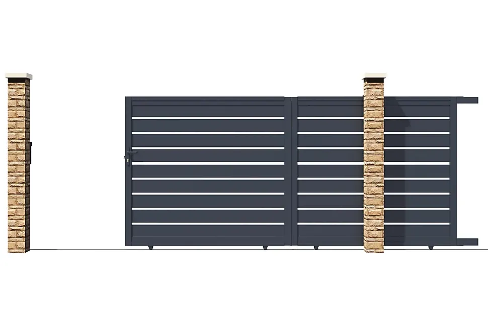 Portail coulissant 3,5m VOGEL H.140cm aluminium gris