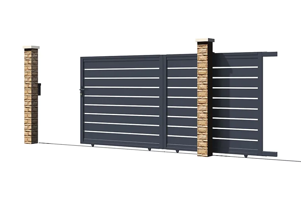 Portail coulissant 3,5m VOGEL H.140cm aluminium gris